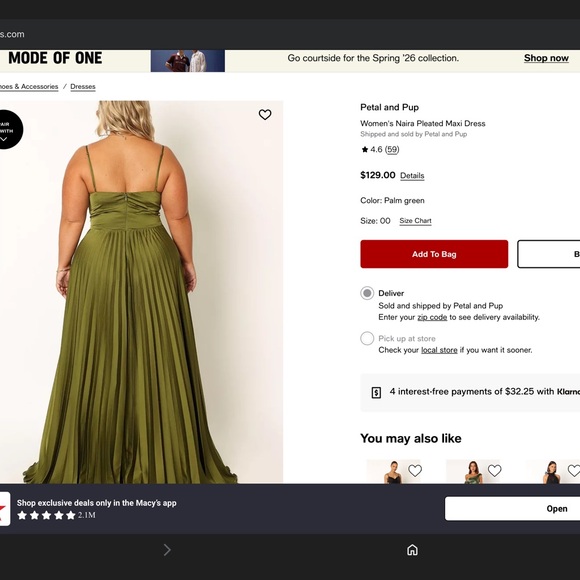 Petal & Pup Olive Green Maxi Dress - Picture 2 of 6